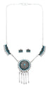 Zuni Sterling Silver & Turquoise Needlepoint Necklace & Earring Set SN20285